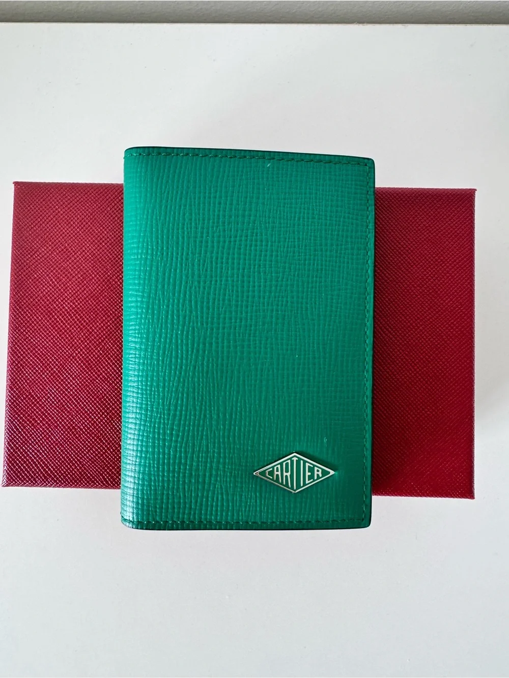 Cartier Losange, 4 Credit Card Holder in Green Grained Calfskin, Leather